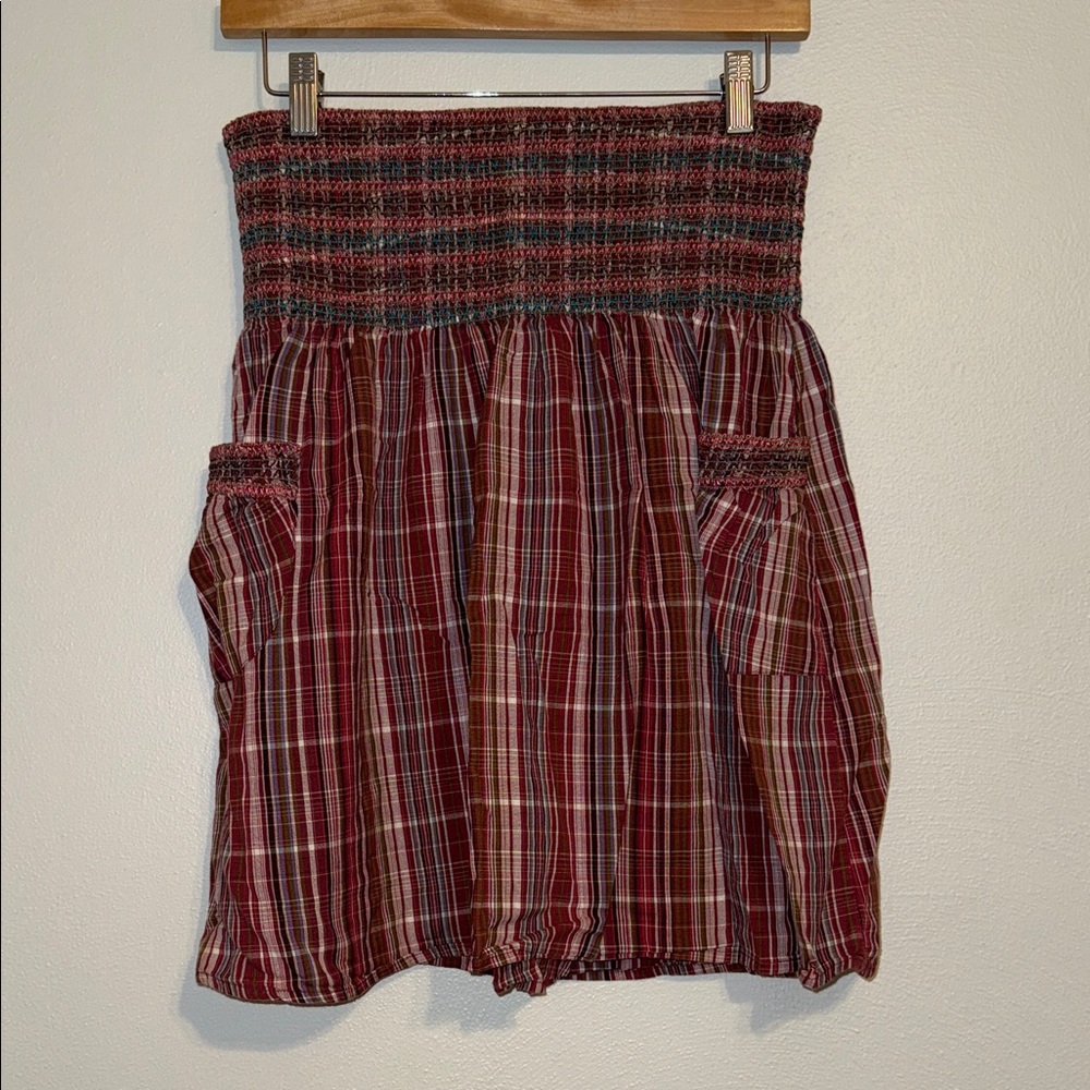 Mossimo Supply Co. Red stripes Plaid tube top